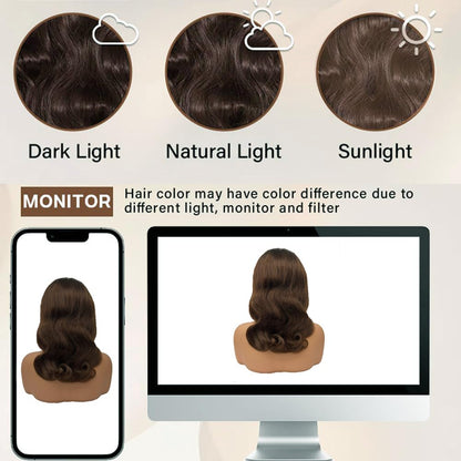 Brown Bob Wig Human Hair 13x4 Frontal Lace Wig 16 Inch Body Wave HD Lace Front Wigs Human Hair Pre Plucked Glueless Bob Wigs for Women (#4 Brown, 16 Inch)