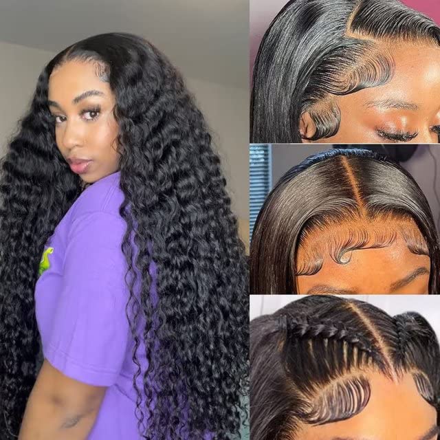 Daules 5x5 Deep Wave HD Lace Closure Wigs Human Hair 5x5 Curly Closure Wig for Women 180% Density Pre Plucked with Baby Hair Glueless Deep Wave Wig Super Soft 20 inch