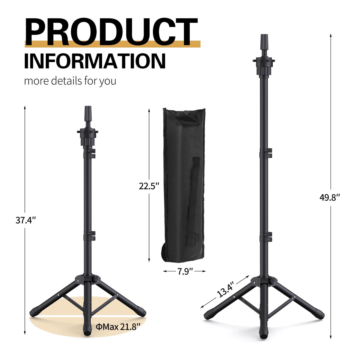 Relx Wig Head Stand - Adjustable Mannequin Head Stand - Wig Stand Tripod for Cosmetology Hairdressing Training (Head Not Included)
