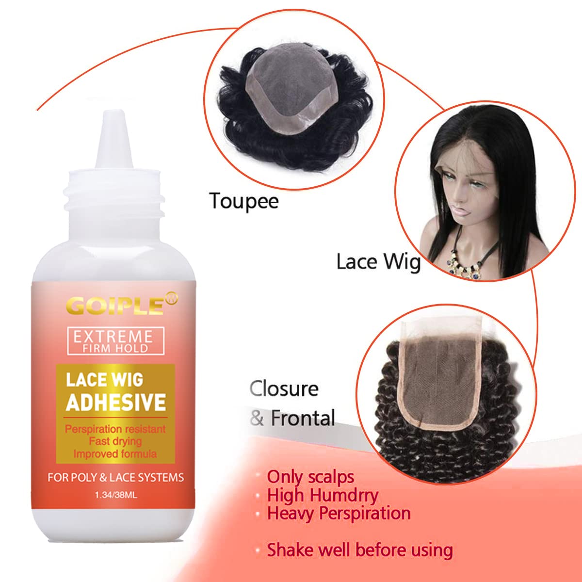 Lace Front Wig Glue Set - Waterproof With Tools, Hair Wax Stick, Remover, Edge Control Wax, Wig Band, and Dual Brush