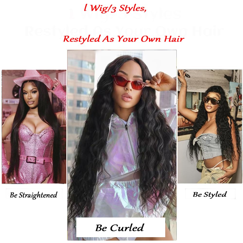 28 Inch Deep Wave Lace Front Wigs Human Hair 13x4 HD Lace Front Wigs Human Hair Pre Plucked Brazilian Deep Wave Wig Human Hair Wet Wavy Glueless Frontal Wigs Deep Wave Wig 200 Density