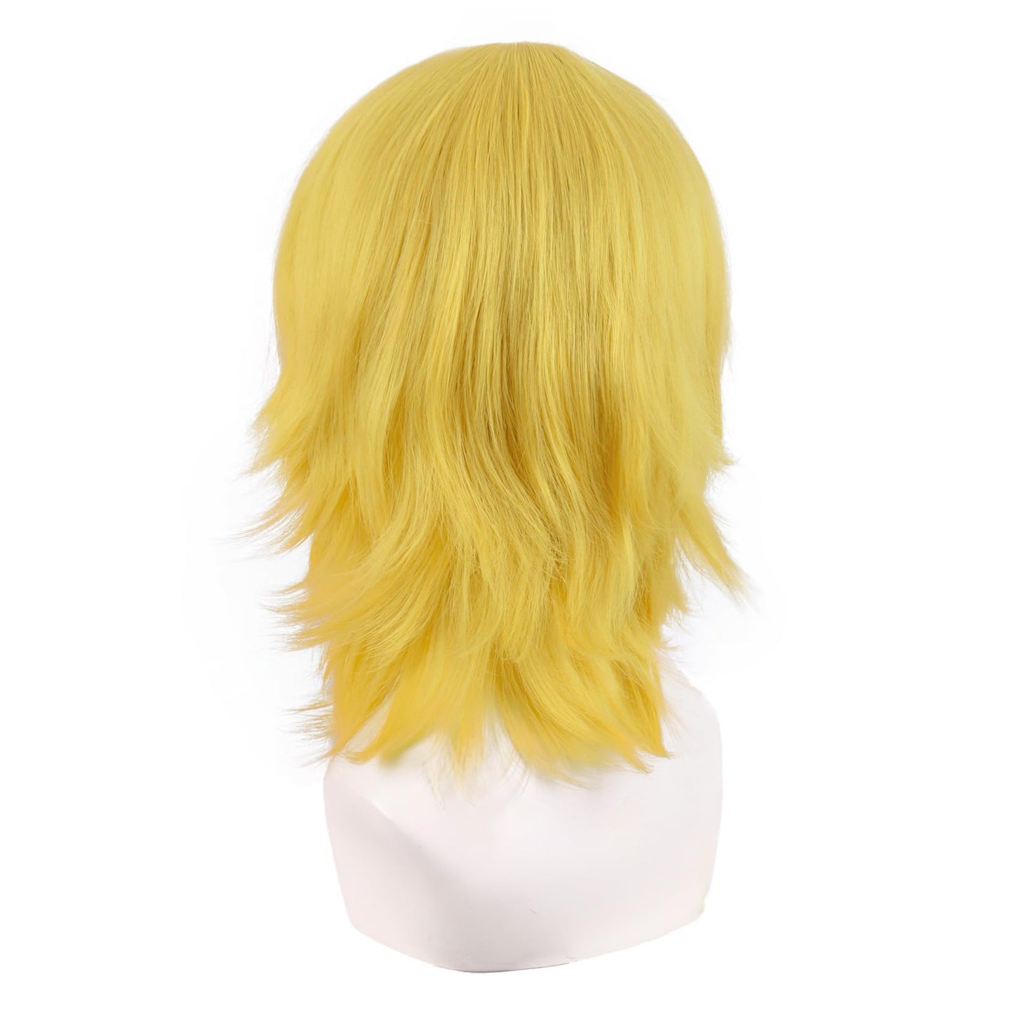 MapofBeauty 14 Inch/35 cm Short Cosplay Wolf Tail Synthetic Side Bangs Party Wig (Yellow)