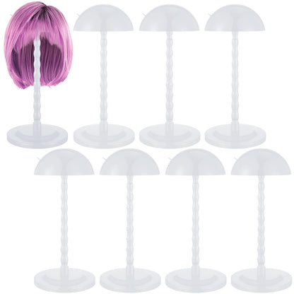 Reginary 8 Pieces Wig Head Stand for Multiple Wigs Mannequin Head 13.8 Inch Portable Hat Display Stand Travel Wig Holder for Styling Non Slip Stable DIY Practice Hat Holder(White)