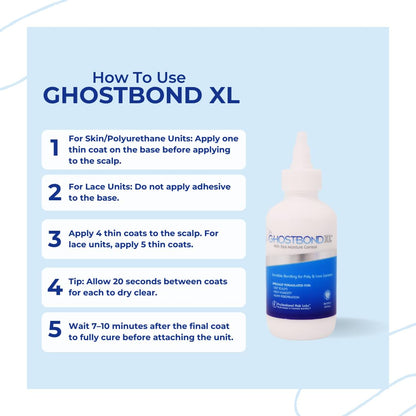 GHOSTBOND XL Hair Replacement Adhesive 5oz- Invisible Wig Bonding Glue: Water & Oil-Resistant, Non-Toxic, Light Hold for Secure and Natural-Looking Poly and Lace Hairpiece, Wigs & Toupee Systems