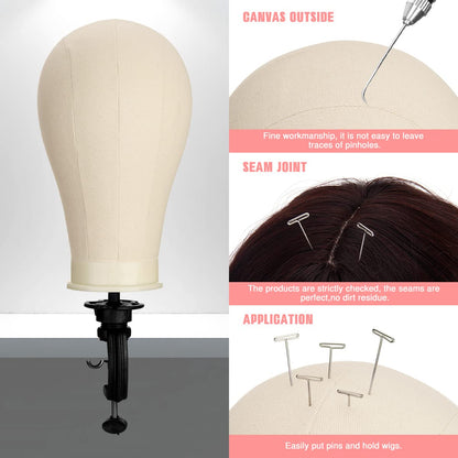 SZCY LLC 23 Inch Canvas Block Mannequin Head for Wigs Making Display with Wig Caps, T Pins, C Bristle Brush