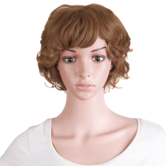 MapofBeauty 11.8 Inch /30 cm Elderly Women Curly Short Fashion Wig (Light Brown)