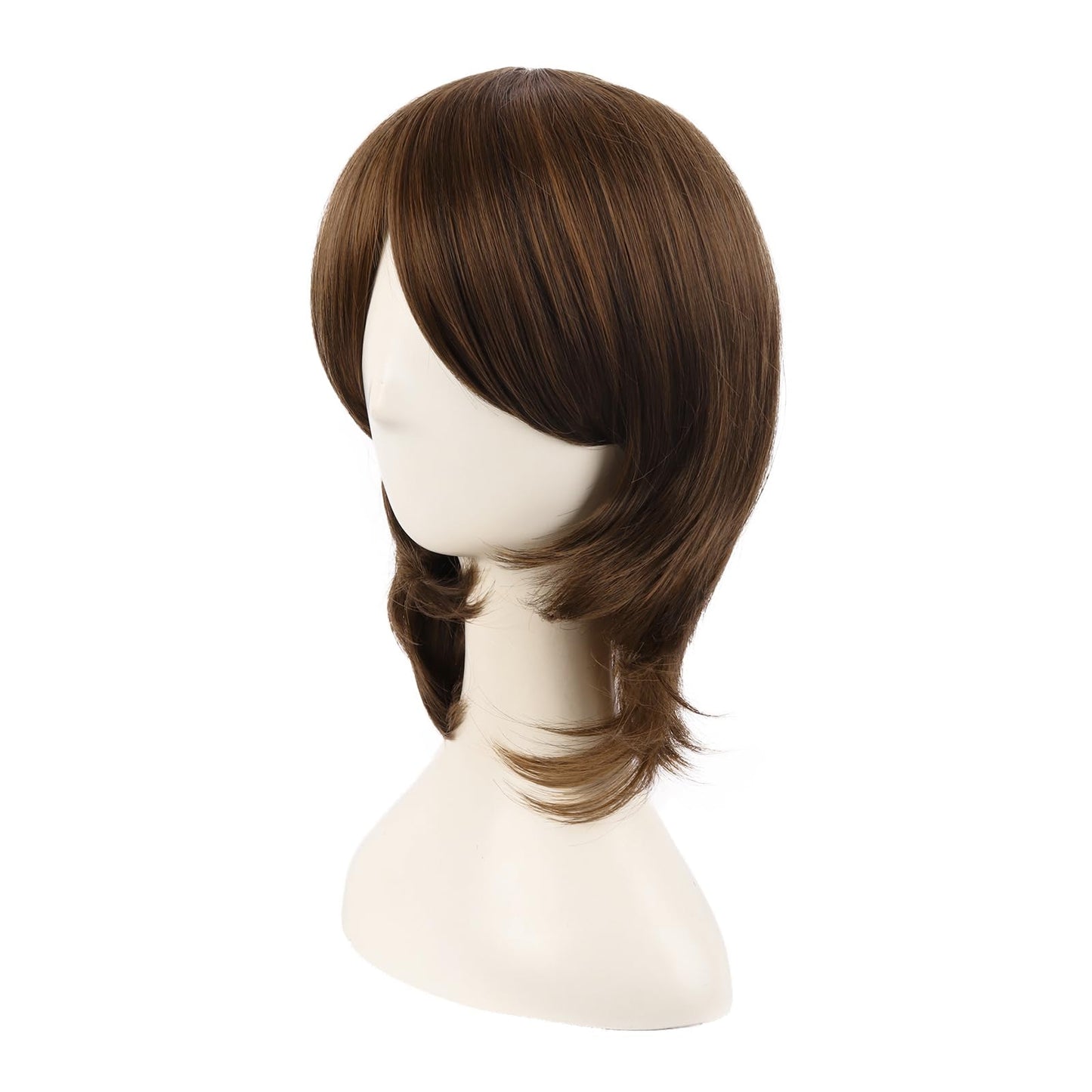 MapofBeauty 16 Inch/40 cm Short Side Bangs Synthetic Fiber Cosplay Layered Wig (Brown)