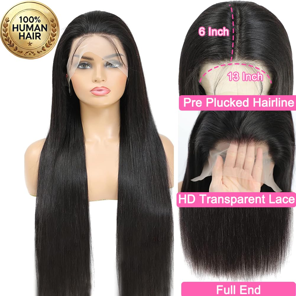 CUTE BEIN 250 Density 32 Inch Lace Front Wigs,100% Human Hair,[2-Year Life,280g], 13x6 HD Lace Front Wigs Human Hair, Straight Frontal Wigs for Black Women Natural Hairline with Baby Hair
