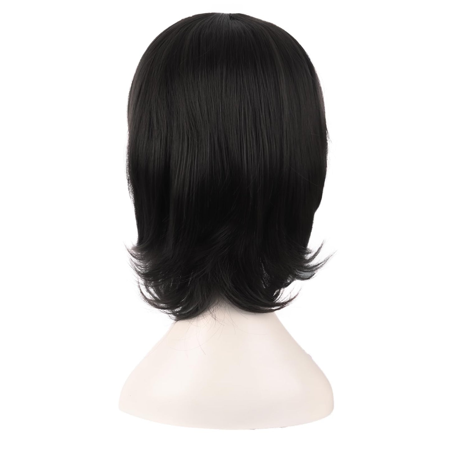 MapofBeauty 16 Inch/40 cm Short Side Bangs Synthetic Fiber Cosplay Layered Wig (Black)