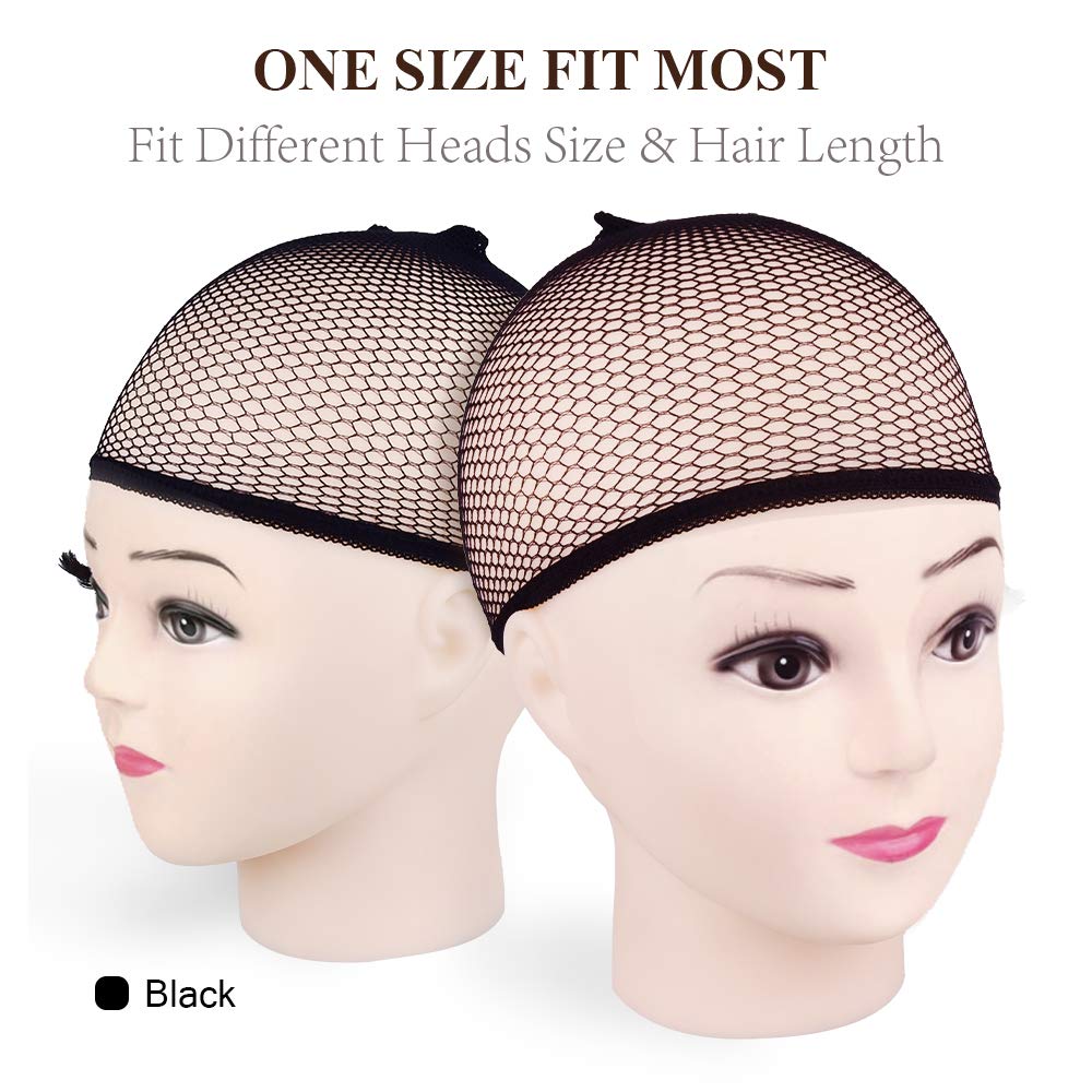 MORGLES 6PCS Wig Cap Non Slip, Black Mesh Net Wig Caps for Women Men, Kids, Weaving Hair Net Close End Fishnet