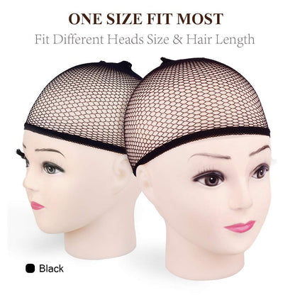 MORGLES 6PCS Wig Cap Non Slip, Black Mesh Net Wig Caps for Women Men, Kids, Weaving Hair Net Close End Fishnet