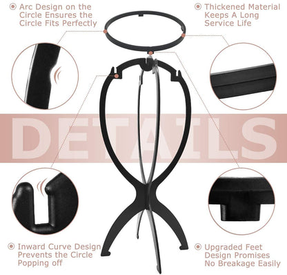 Dreamlover Wig Stand, Wig Head Stand, Wig Holder for Multiple Wigs, Black, 3 Pack