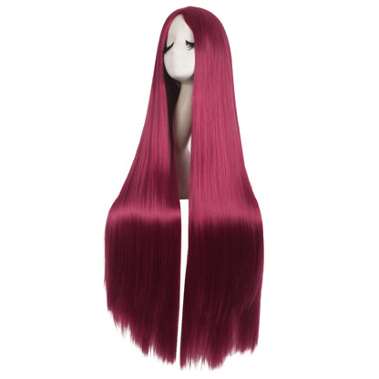 MapofBeauty 40 Inch/ 100 cm Carve Long Straight Cosplay Wig Anime Costume Party Wig (Blood Red)