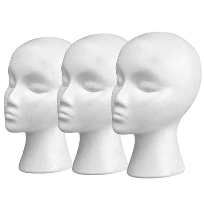 11" 3 Pcs Wig Head - Tall Female Foam Mannequin Wig Stand and Holder for Style, Model And Display Hair, Hats and Hairpieces, Mask - for Home, Salon and Travel（3 Pieces）