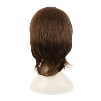 MapofBeauty 16 Inch/40 cm Short Side Bangs Synthetic Fiber Cosplay Layered Wig (Brown)