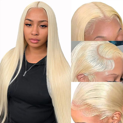 LETMIEO 32 Inch 613 Lace Front Wig Human Hair Pre Plucked Blonde 13x6 HD Lace Frontal Wigs Glueless Wigs Human Hair Blonde Lace Front Wigs