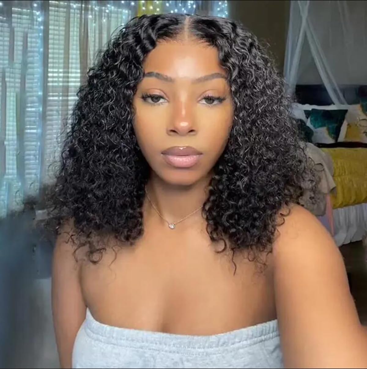 ISEE Wear and Go Glueless Wigs Bob Wigs Human Hair Pre Plucked Water Wave Lace Front Wigs Human Hair Upgraded No Glue Transparent Lace Closure Wigs Human Hair for Women Natural Black 12 Inch
