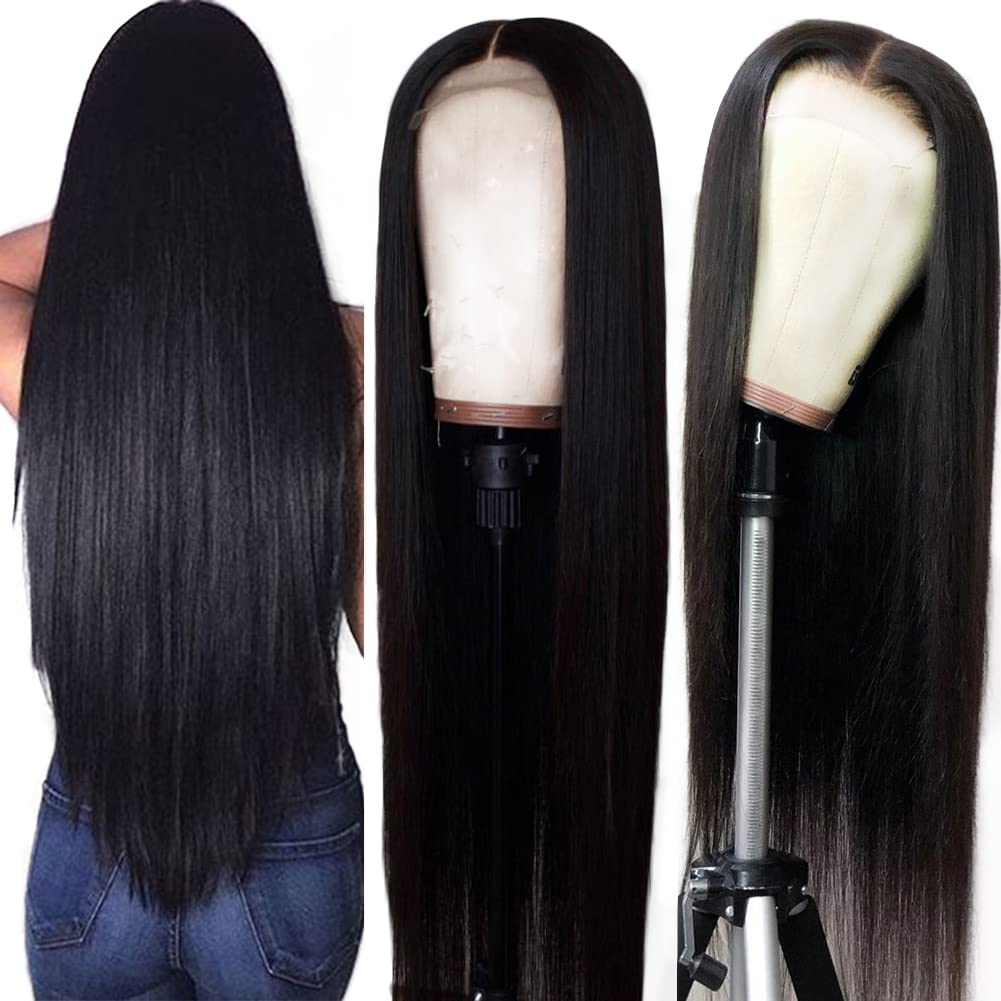 Hermosa 9A Lace Front Wigs for Black Women Human Hair 13x4 180 Density Straight Lace Front Wigs Human Hair with Baby Hair Pre Plucked Black Color 18 inch