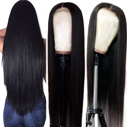 Hermosa 9A Lace Front Wigs for Black Women Human Hair 13x4 180 Density Straight Lace Front Wigs Human Hair with Baby Hair Pre Plucked Black Color 18 inch