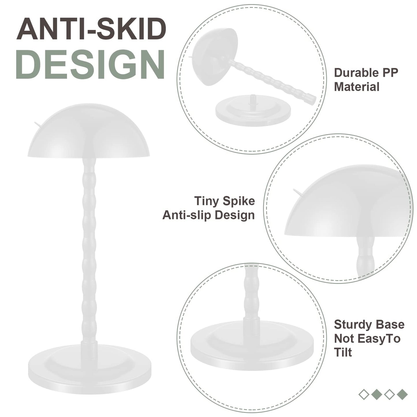 Reginary 8 Pieces Wig Head Stand for Multiple Wigs Mannequin Head 13.8 Inch Portable Hat Display Stand Travel Wig Holder for Styling Non Slip Stable DIY Practice Hat Holder(White)