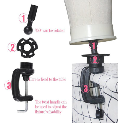 Leeven 21"-24" Poly Canvas Block Wig Head Hair practice Manikin Canvas Head for Making/Drying/Styling Wigs Mannequin head With Table Clamp Stand and T Pins 24 Inch