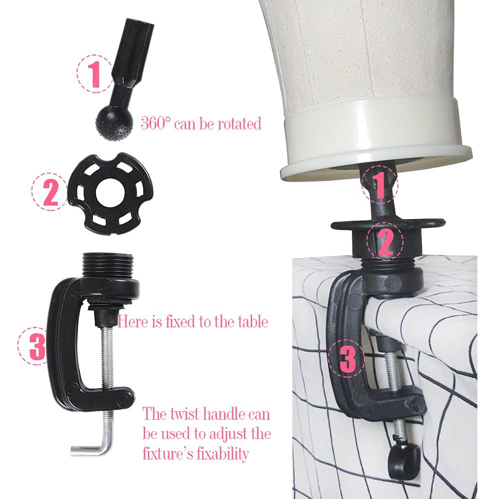 Leeven 21"-24" Canvas Wig Head Poly Manikin Head for Making Wigs Professional Mannequin Head with 20 Pcs T Pins and Clamp Stand 23 Inch