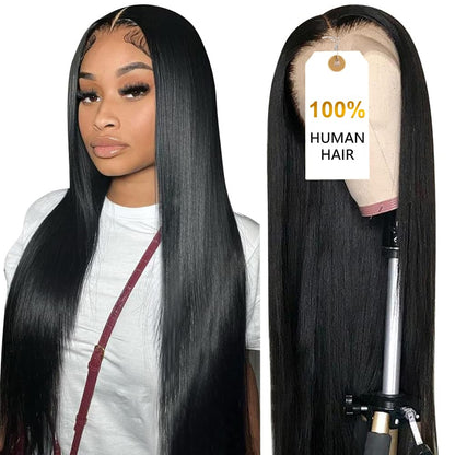 CUTE BEIN 210% Density 30 Inch Lace Front Wigs,100% Human Hair,[2-Year Life,250g],Straight Human Hair Wigs for Black Women,13x6 HD Lace Frontal Wigs Pre Plucked Free Part