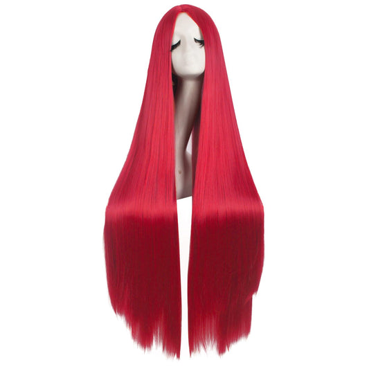 MapofBeauty 40 Inch/100 cm Fashion Straight Long Costume Anime Cosplay Anime Wig (Bright Red)