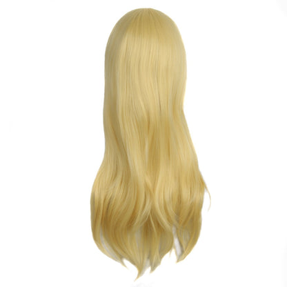 MapofBeauty 28"/70cm Women Side Bangs Long Curly Hair Cosplay Wig(Gold)