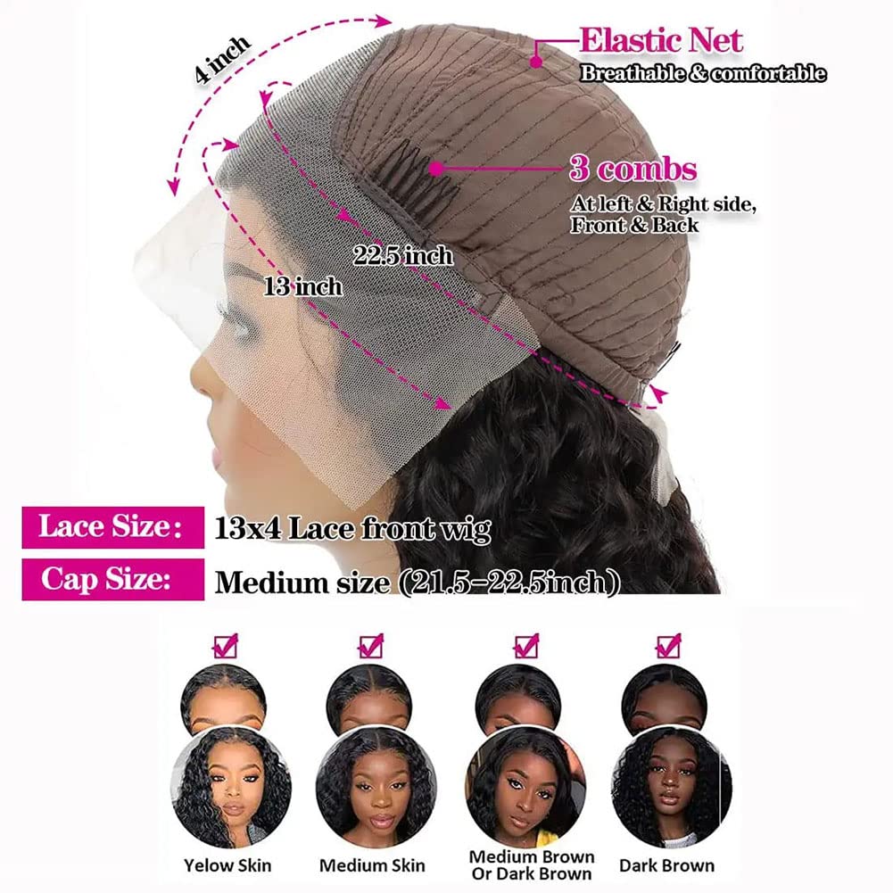 30 Inch Lace Front Wigs Human Hair 180% Density Curly Wigs for Black Women 13x4 HD Transparent Lace Frontal Wigs Human Hair Wet and Wavy Lace Front Wigs Human Hair Pre Plucked with Natural Baby Hair