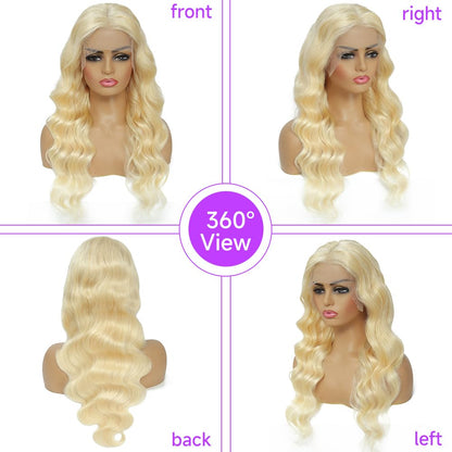 Avolo 613 Lace Front Wig Human Hair 13x6 Transparent Lace 613 Body Wave Lace Front Wig Human Hair Blonde Lace Front Wigs Human Hair Pre Plucked HD Lace Frontal Wig 180% Density 26 Inch