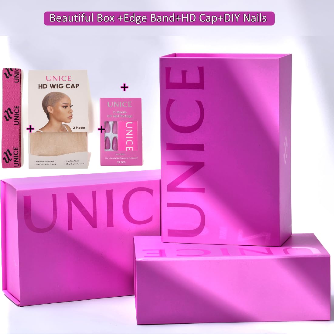 UNICE Bye Bye Knots Glueless Wig Reddish Brown Yaki Straight 7x5 Pre Cut Lace Glueless Wigs Human Hair Pre Plucked Pre Bleached Invisible Knots Human Hair Wig 14 inch