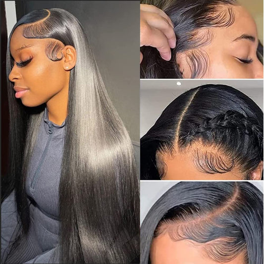 Ysxbui 30 Inch 13x6 Straight Lace Front Wigs Human Hair 180 Density HD Lace Front Wigs Pre Plucked with Baby Hair Human Hair 13x6 Full Lace Frontal Wigs Brazilian Virgin Hair Natural Color (30 Inch)