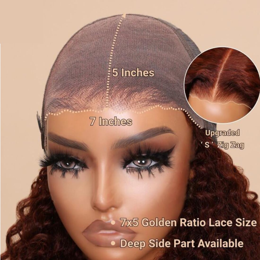 UNICE Bye Bye Knots Glueless Wig Reddish Brown Yaki Straight 7x5 Pre Cut Lace Glueless Wigs Human Hair Pre Plucked Pre Bleached Invisible Knots Human Hair Wig 14 inch