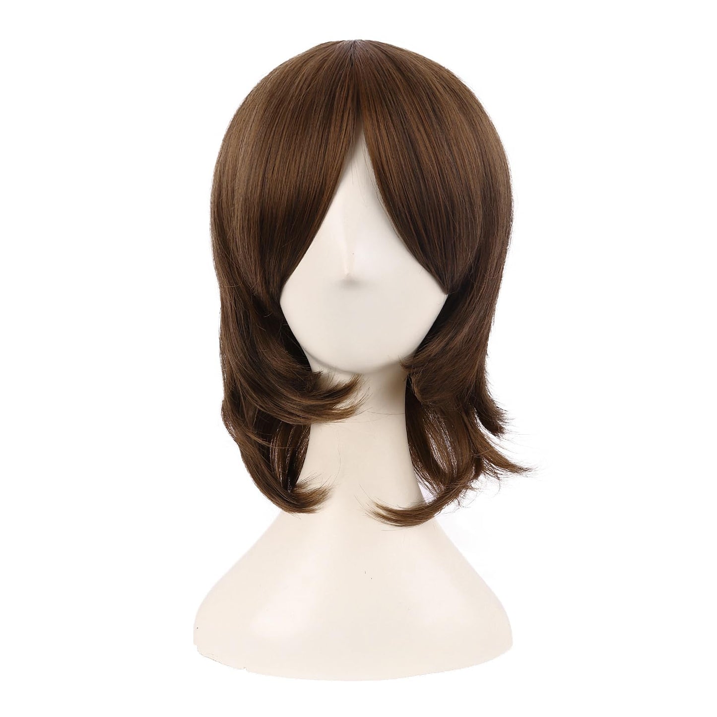 MapofBeauty 16 Inch/40 cm Short Side Bangs Synthetic Fiber Cosplay Layered Wig (Brown)
