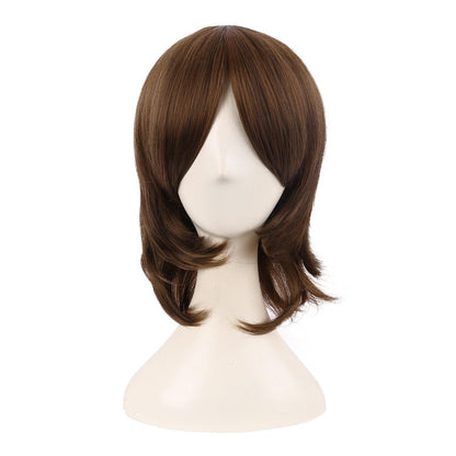 MapofBeauty 16 Inch/40 cm Short Side Bangs Synthetic Fiber Cosplay Layered Wig (Brown)