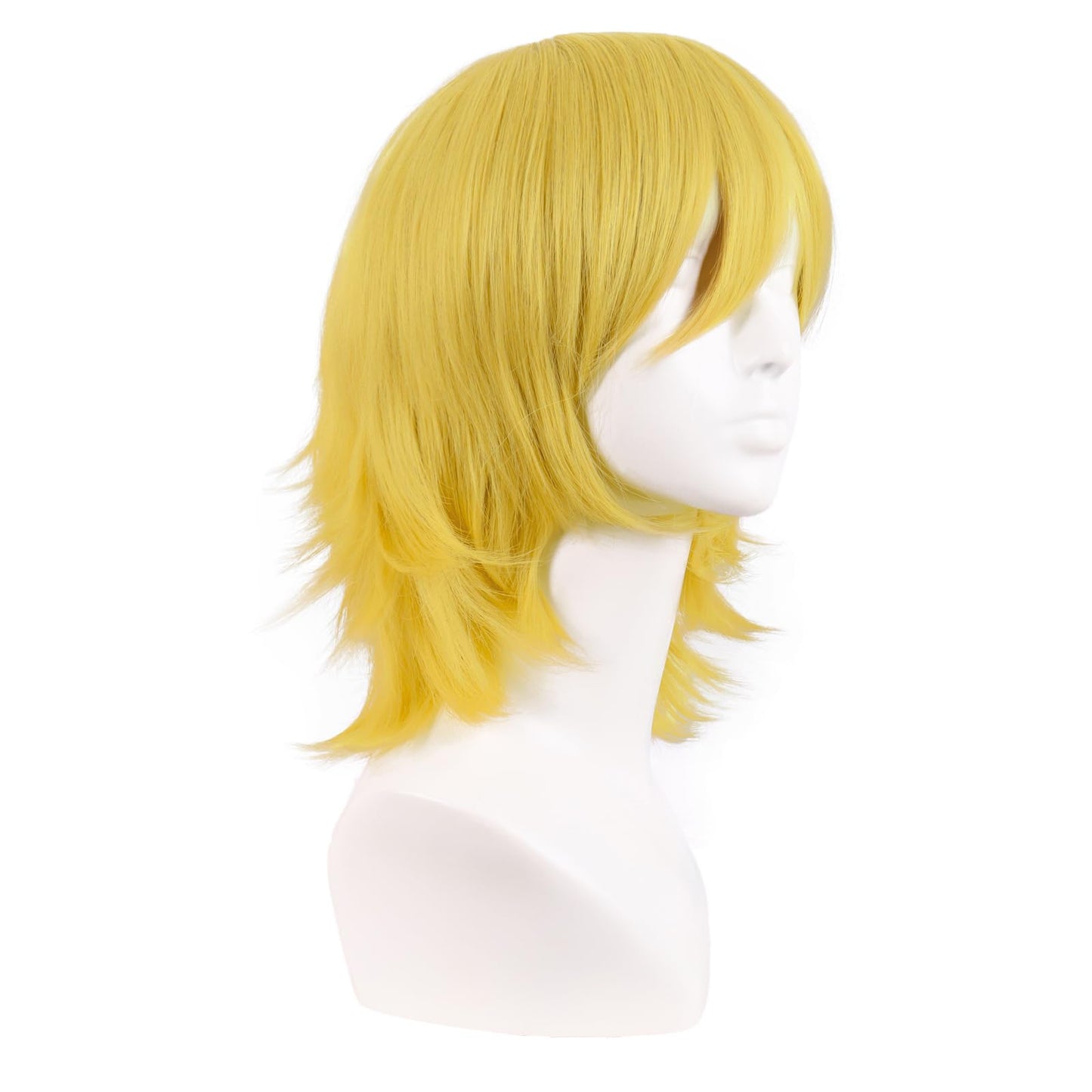 MapofBeauty 14 Inch/35 cm Short Cosplay Wolf Tail Synthetic Side Bangs Party Wig (Yellow)
