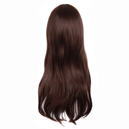 MapofBeauty 28"/70cm Women Side Bangs Long Curly Hair Cosplay Wig(Dark Brown)