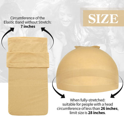 Dreamlover Beige Stocking Wig Caps for Women, 12 Pieces