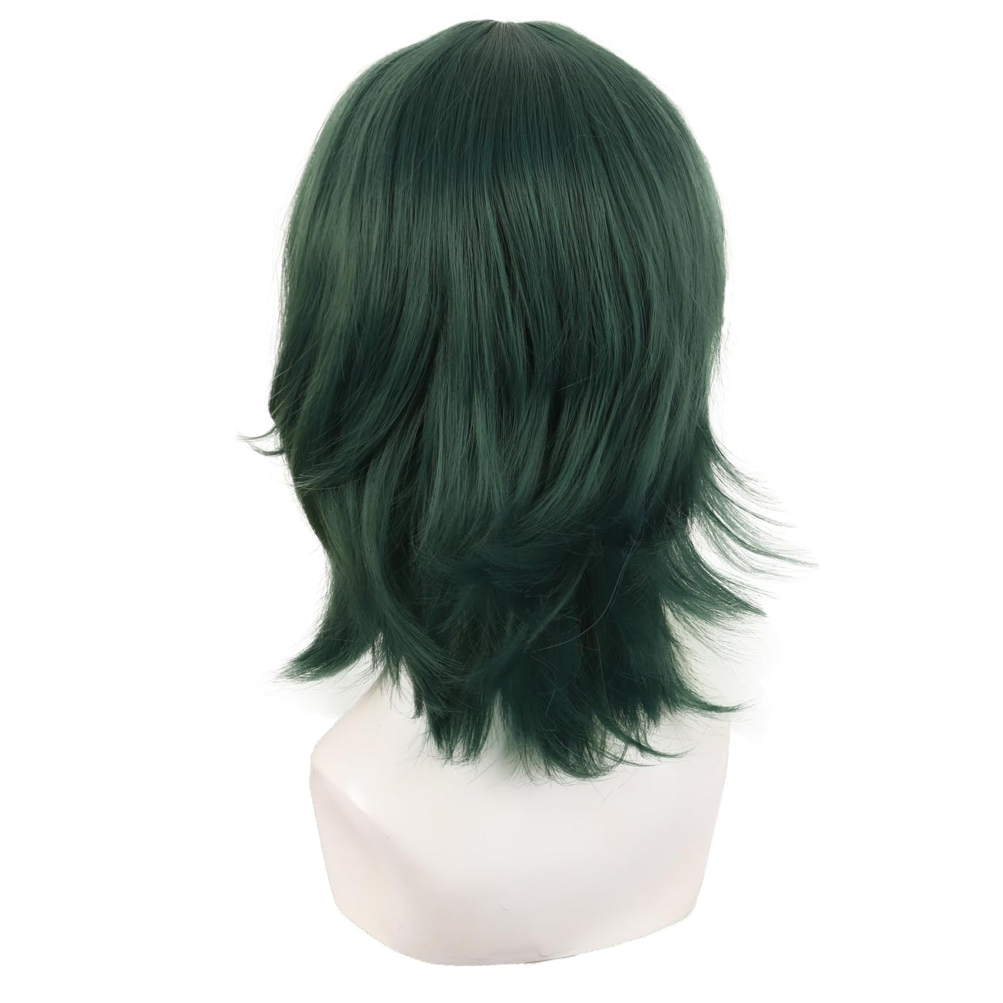MapofBeauty 14 Inch/35 cm Short Cosplay Wolf Tail Synthetic Side Bangs Party Wig (Pine Green)