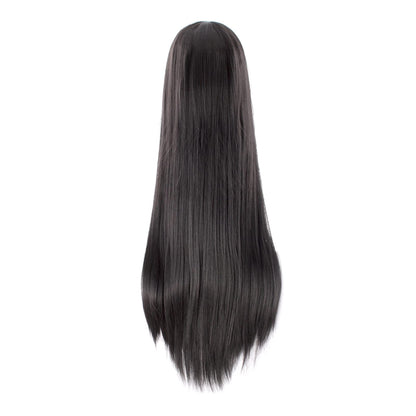 MapofBeauty 40 Inch/ 100 cm Carve Long Straight Cosplay Wig Anime Costume Party Wig (Black)