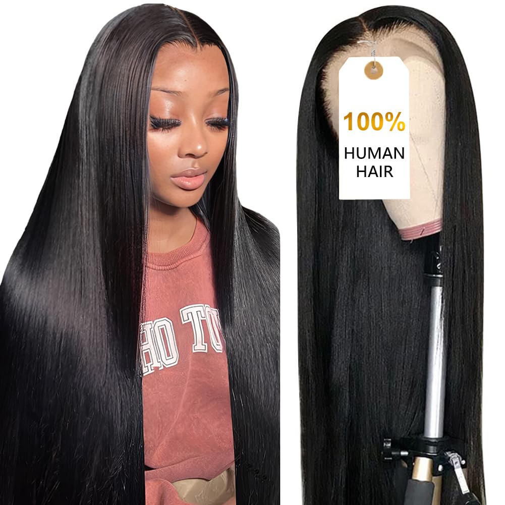 CUTE BEIN 250 Density 32 Inch Lace Front Wigs,100% Human Hair,[2-Year Life,280g], 13x6 HD Lace Front Wigs Human Hair, Straight Frontal Wigs for Black Women Natural Hairline with Baby Hair