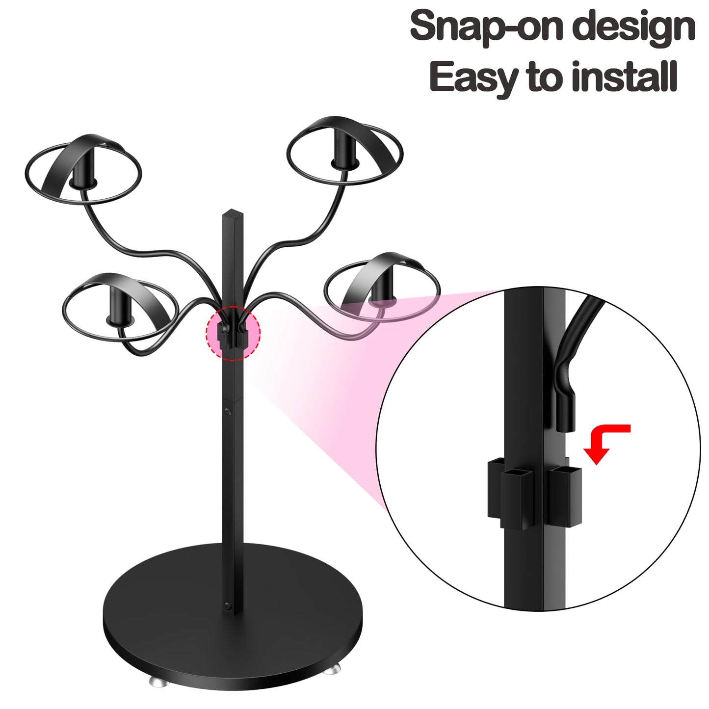 Lhysn Wig Stands - Multiple Wig Hanger Display Rack, Holder, Storage Organizer for Mannequin Head Metal Rack Stand (Black with 4 Holders)