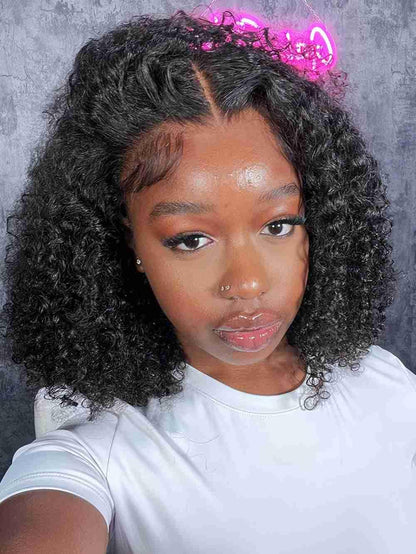 ISEE Glueless Wigs Human Hair Pre Plucked Pre Cut Ready to Wear Glueless Bob Wigs for Black Women 7x5 HD Lace Closure Wigs Human Hair 180% Density 12 Inch