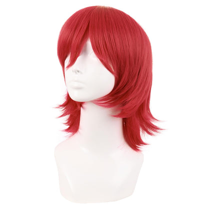 MapofBeauty 14 Inch/35 cm Short Cosplay Wolf Tail Synthetic Side Bangs Party Wig (Red)