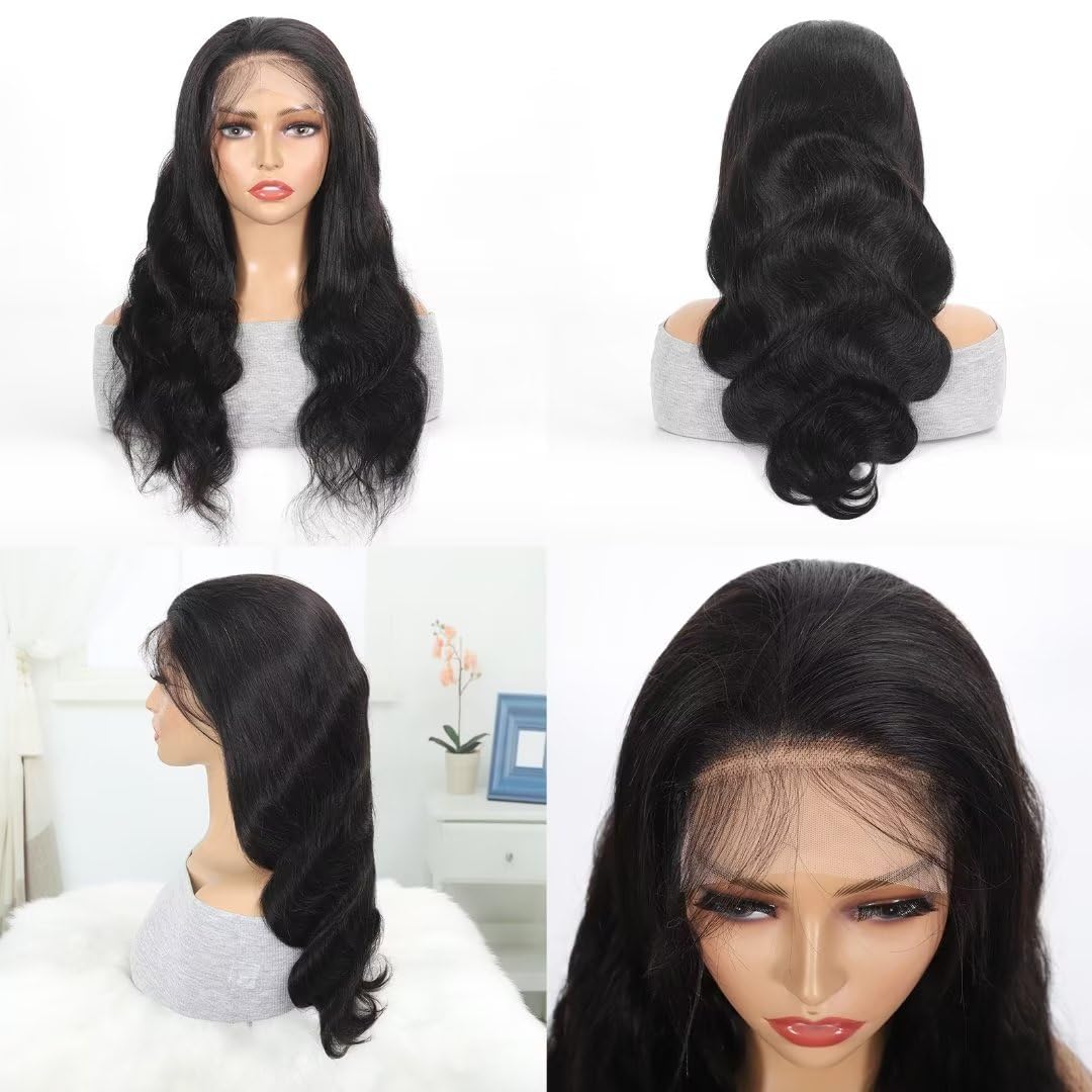 Aaliweya 5x5 Lace Closure Wig Body Wave Closure Wig for Women 180% Density 5x5 HD Lace Closure Wigs Human Hair Pre Plucked Glueless Lace Front Wig True to Length Natural Black Color 22inch