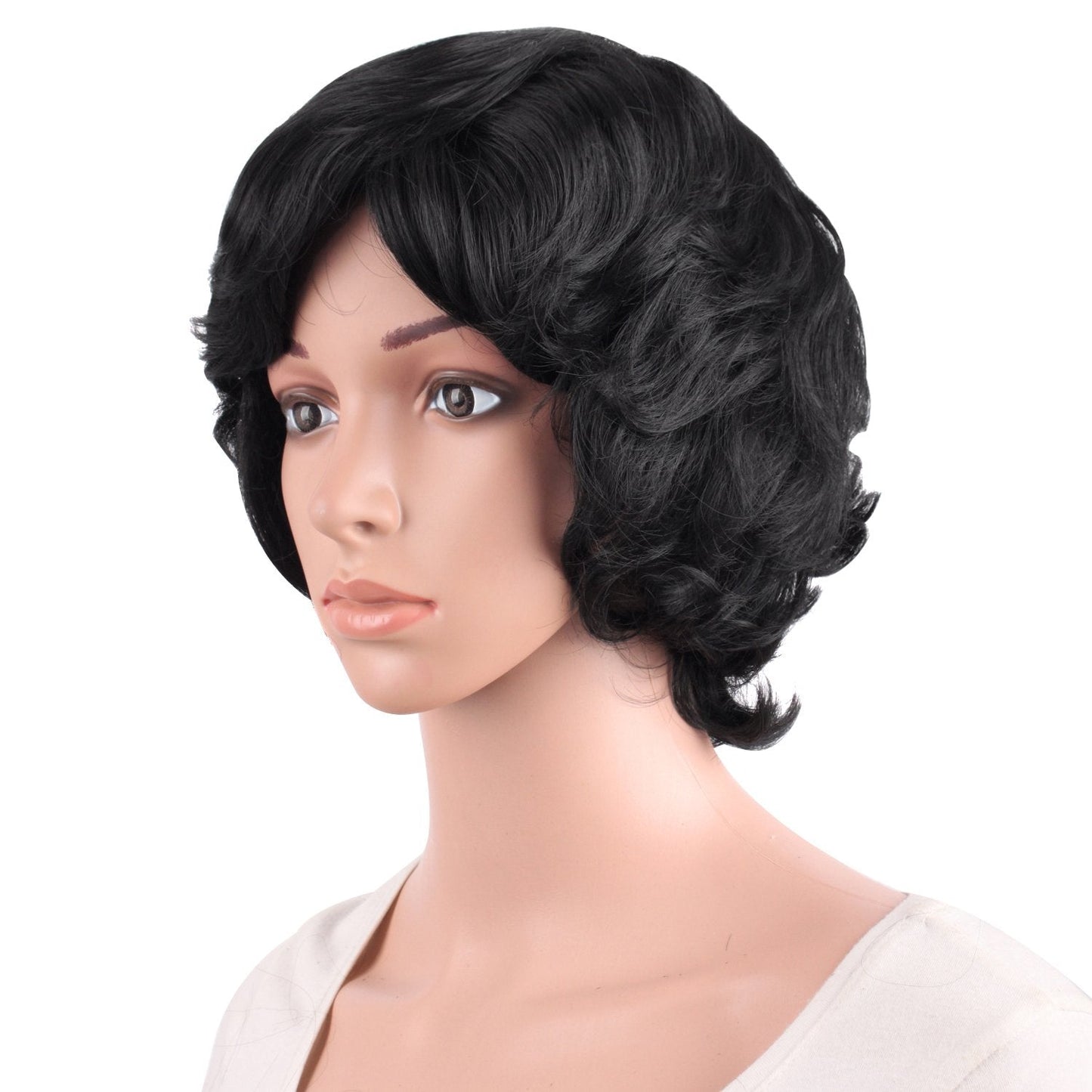 MapofBeauty 11.8 Inch/30 cm Special Elderly Short Curly Fashion Wigs(Black)