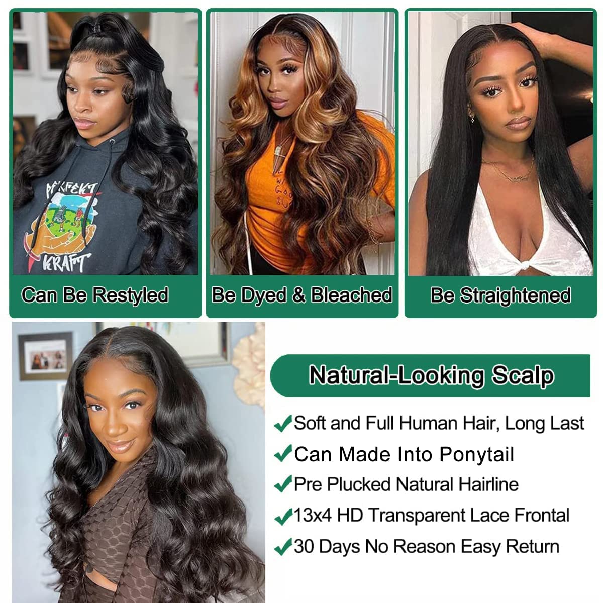 Douyin Body Wave Lace Front Wigs Human Hair Pre Plucked 18 Inch 180% Density 13x4 HD Lace Front Wigs For Women Glueless Transparent Human Hair Wig Natural Black Color