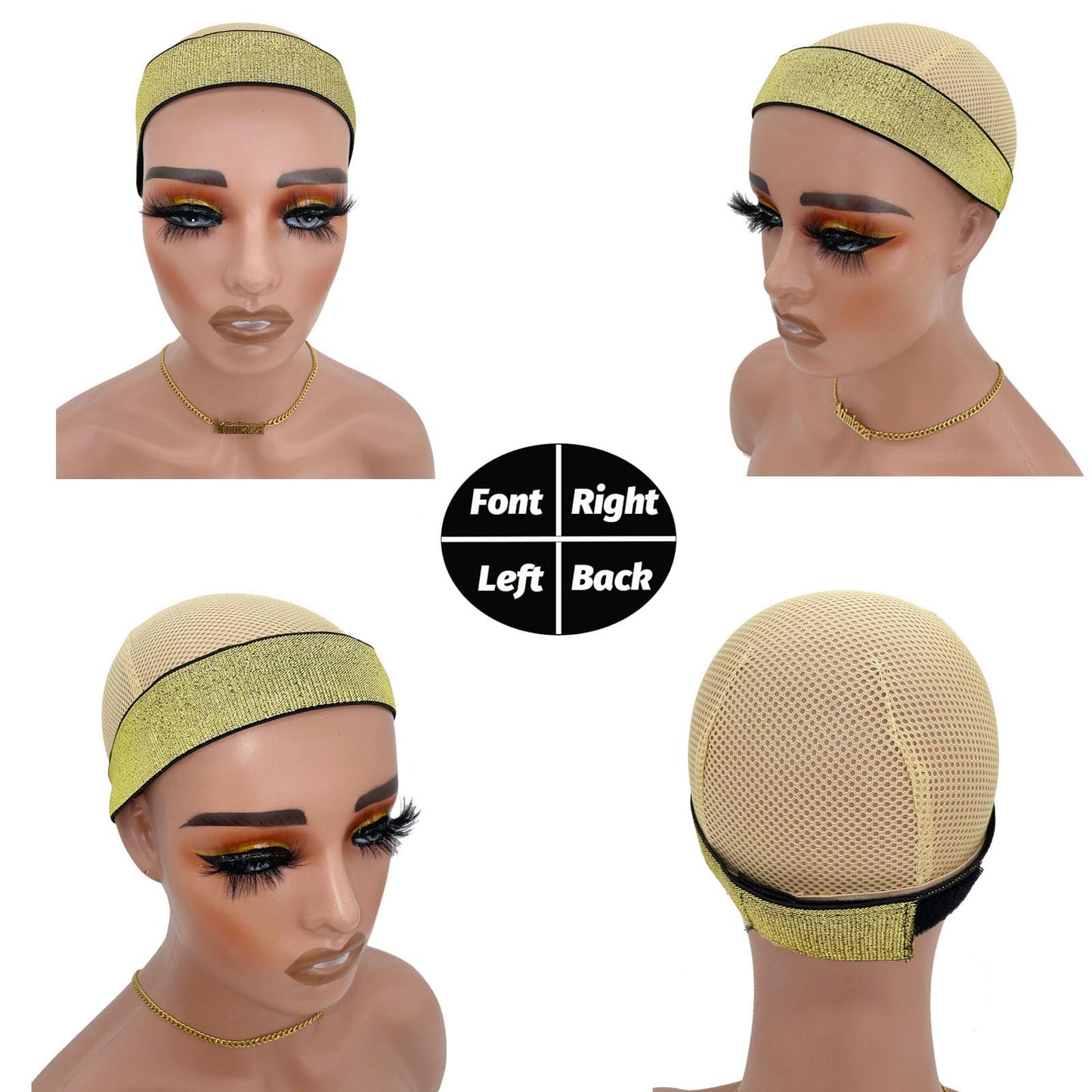 Atimiaza 2 Pcs Elastic Gold Lace Melting Bands - Wig Band for Lace Fronts, Edge Wrap to Lay Edges (Pack of 2)