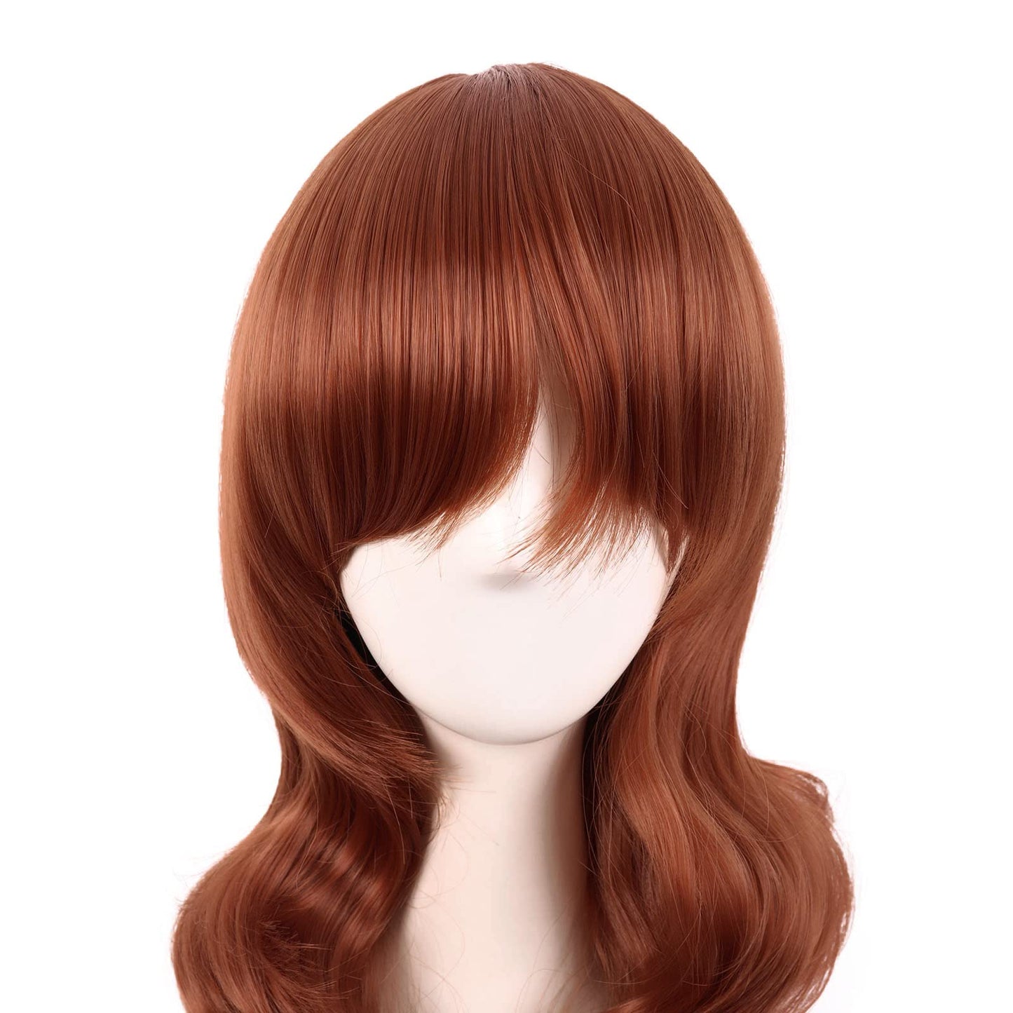 MapofBeauty 28 Inch/70 cm Charming Women Side Bangs Long Curly Full Hair Synthetic Wig (Ginger Orange)